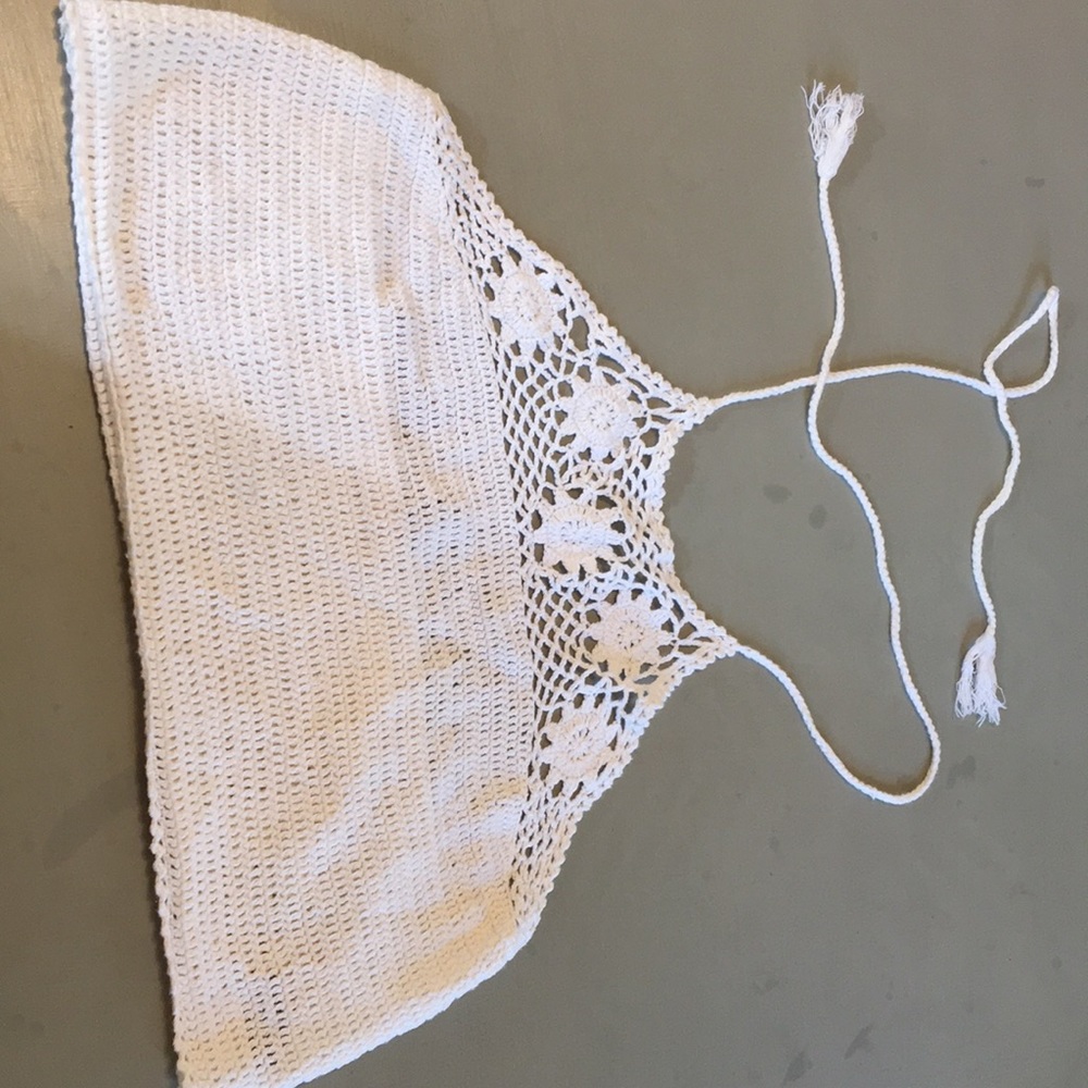 White crochet aerie crop top